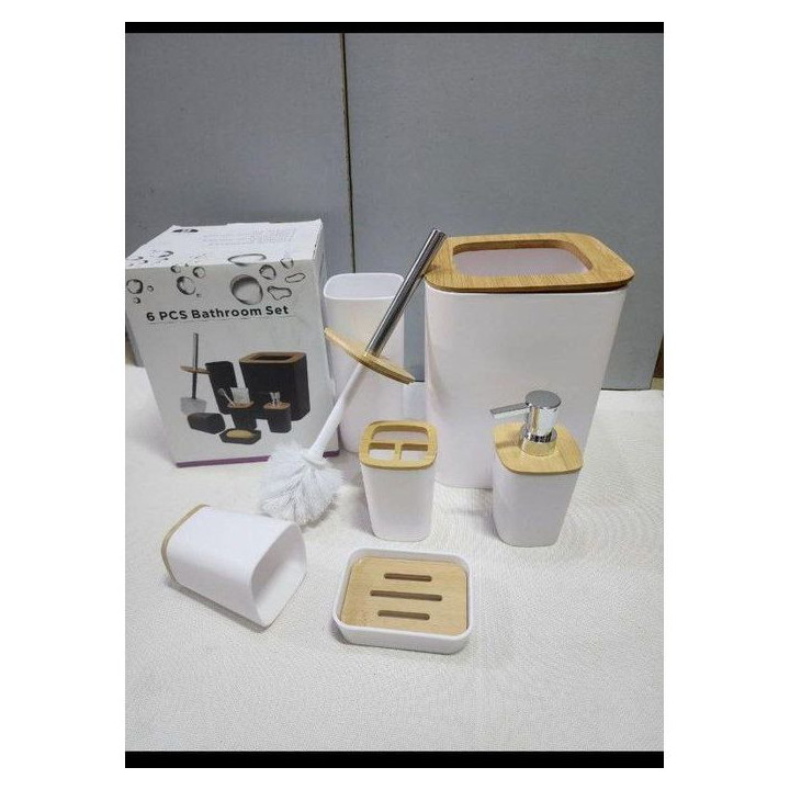 6pcs Bathroom Accessories - Soap Dish/ Toothbrush/Dispenser