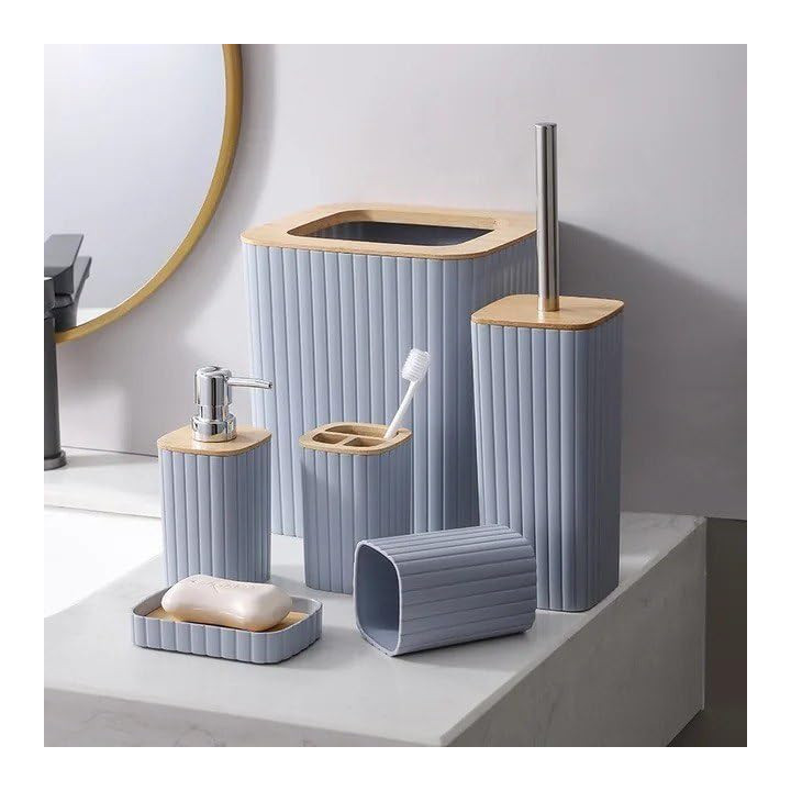 6pcs Bathroom Accessories - Soap Dish/ Toothbrush/Dispenser