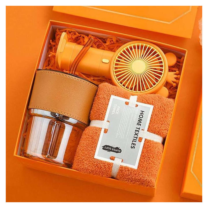 3 In 1 Gift Box. Fan ,Towel, Cup