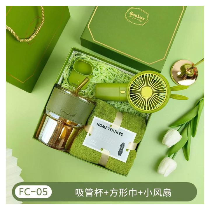 3 In 1 Gift Box. Fan ,Towel, Cup