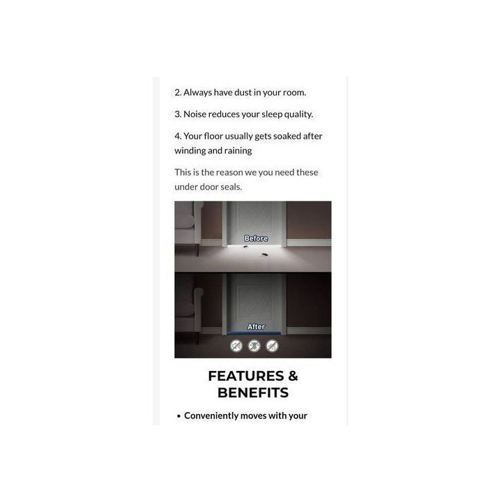 Door Bottom Draft Stopper Seal Anti Sound Dust, Pest Proof