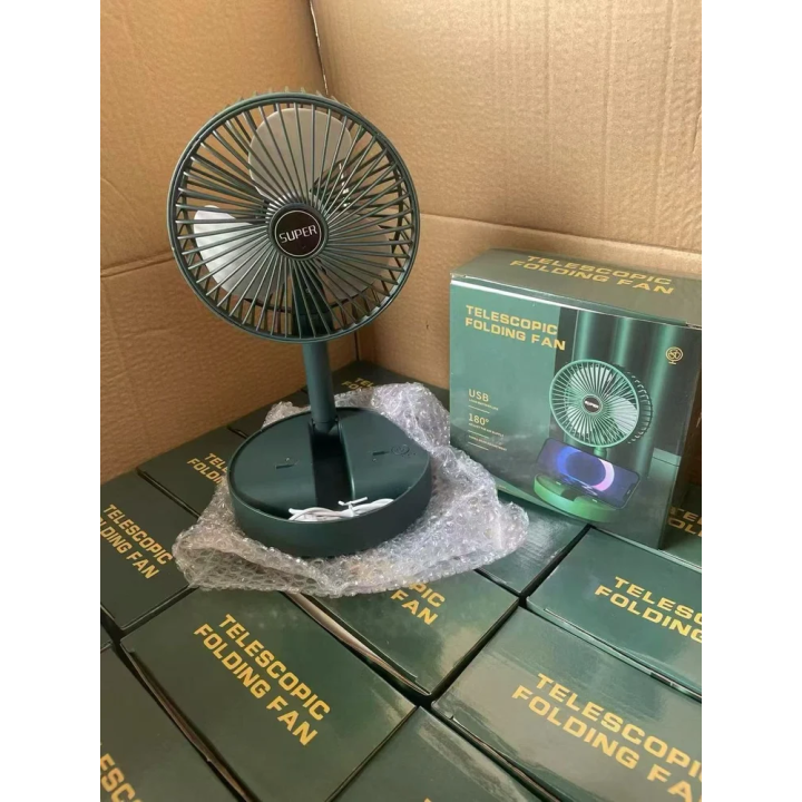 Telescopic rechargeable Foldable Fan Portable Adjustable Height Desk Fan