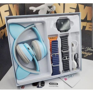 D58 Ultra 4 In1 Straps Bluetooth Wireless Charging Smart Watch With 1 Head Phone