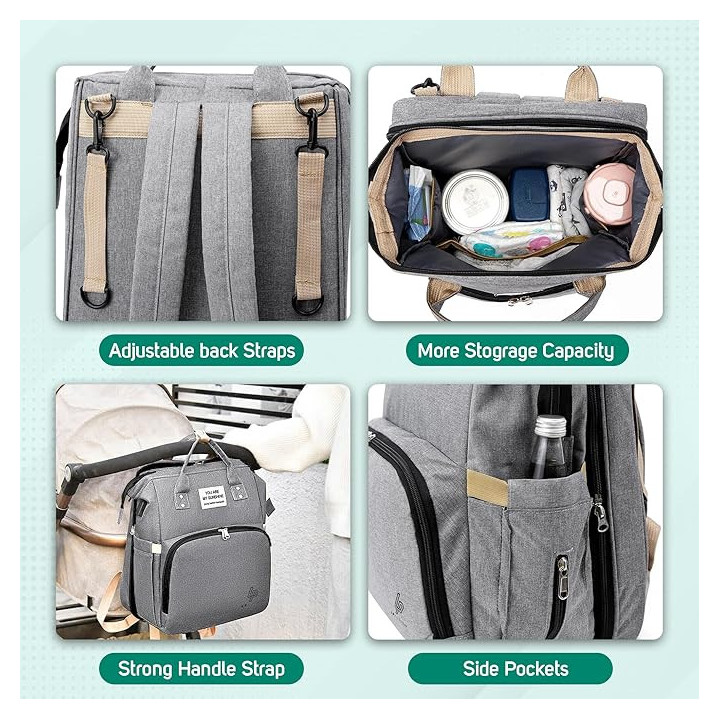Multi-Purpose Foldable Baby Bed And Diaper Bag