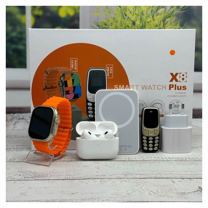 X8 Plus 8 Combination With Smart Phone, 25w Pd Fast Charge Wireless Charge X8 Unique Combination Smart Watch For IPhone/android