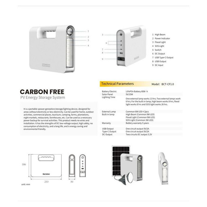 Portable Solar DC Generator with bulbs and colar panel