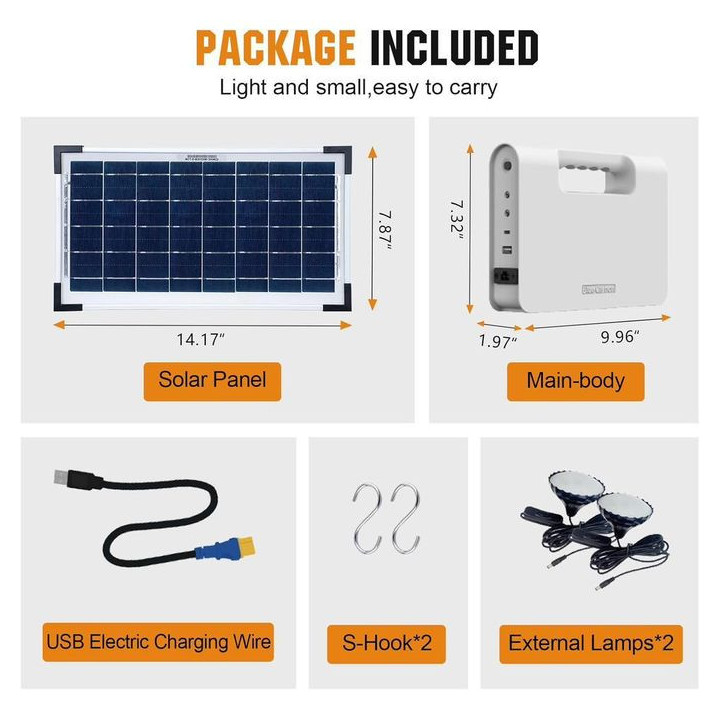 Portable Solar DC Generator with bulbs and colar panel