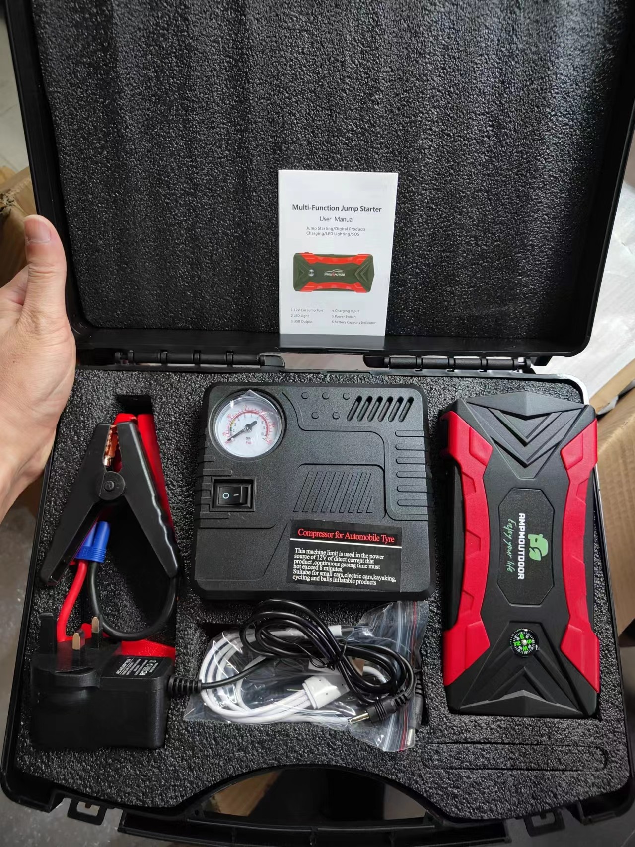 Model J29 jump starting a car